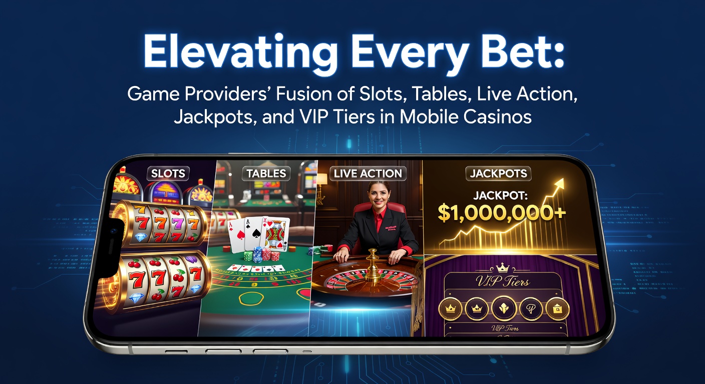 Moderne mobile Casino-App mit fusionierter Spielauswahl aus Slots, Live-Tischen und Jackpot-Anzeigen