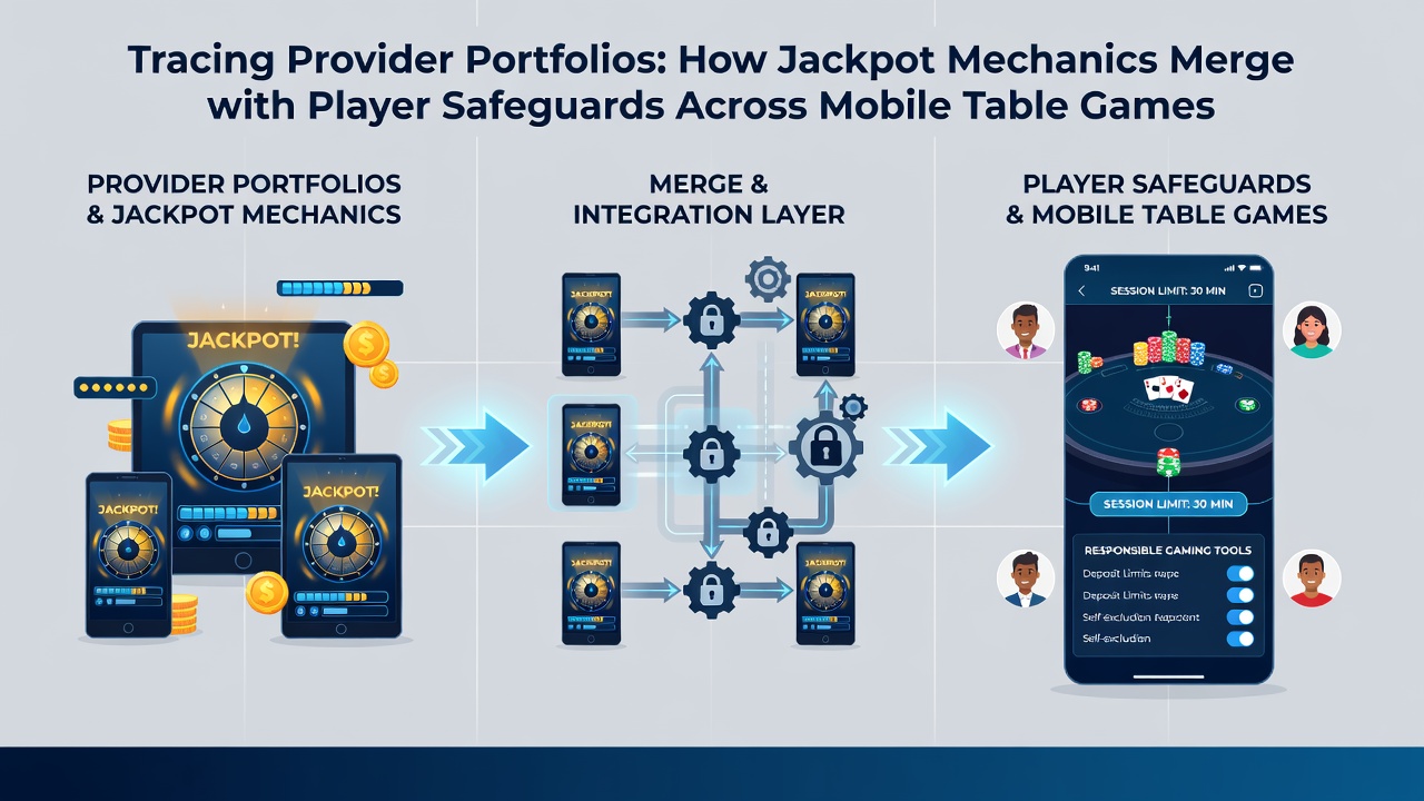 Darstellung von Jackpot-Integration und Spielerschutz in mobilen Slot- und Tischspiel-Ökosystemen